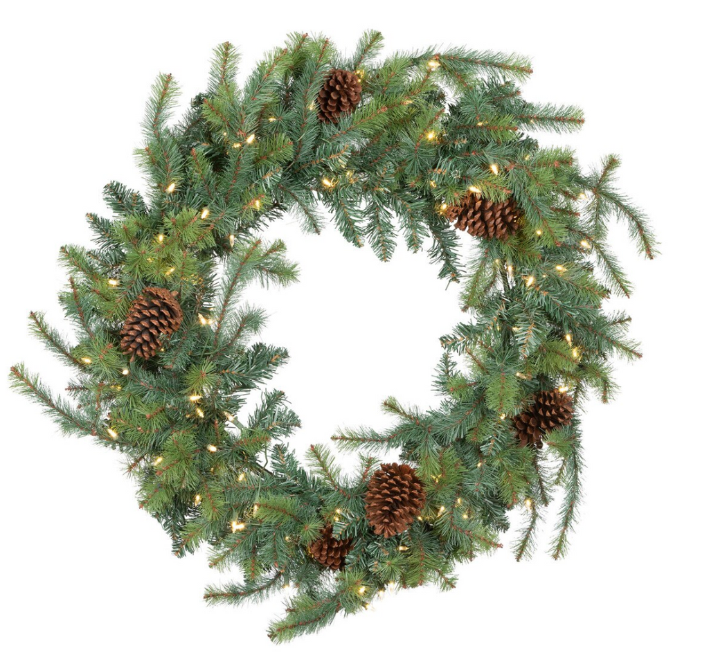 BLUE SPRUCE WREATH WITH LED LIGHTS