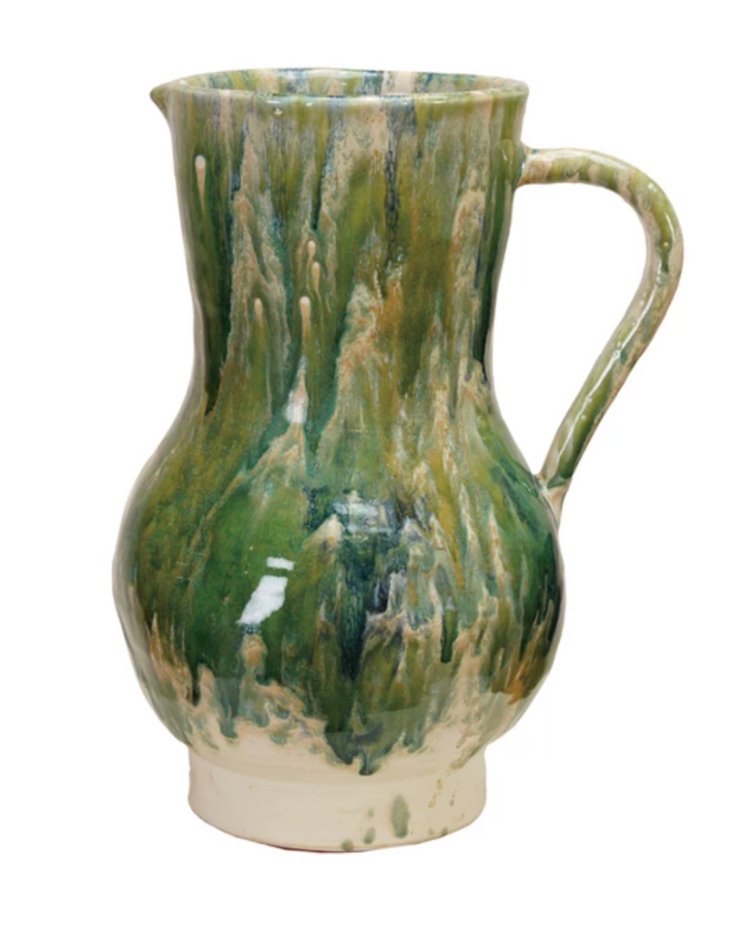 DECORATIVE TERRA COTTA PITCHER/VASE - GREEN - IN STORE PICK UP ONLY!