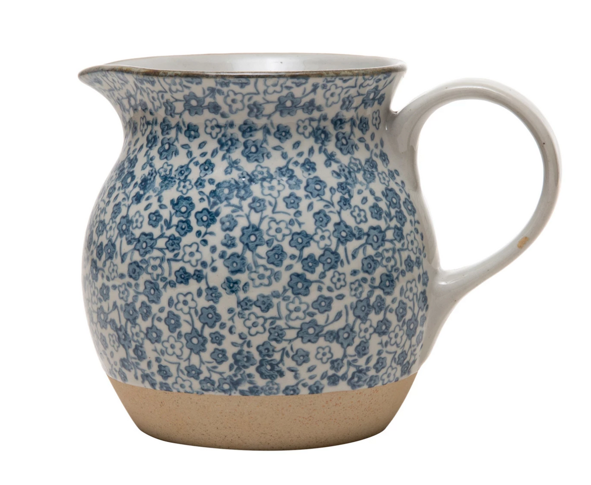 HAND-PAINTED STONEWARE PITCHER WITH FLORAL PRINT - IN STORE PICK UP ON ...