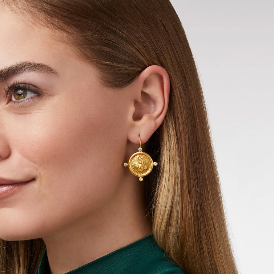 JULIE VOS BEE CAMEO EARRINGS - GOLD