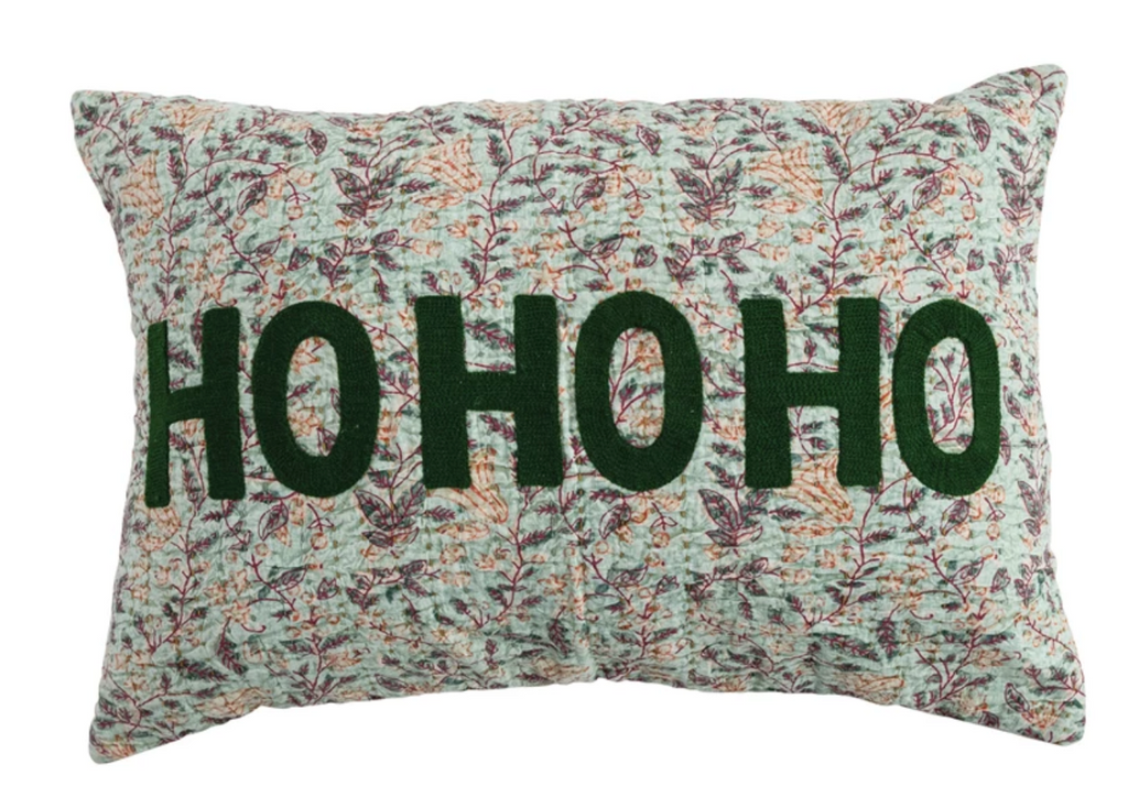 VOILE PILLOW WITH SUZANI PATTERN - HO HO HO