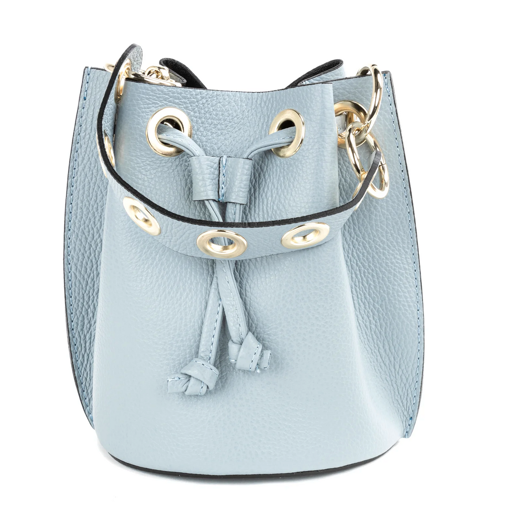 LEATHER BUCKET BAG - LT BLUE