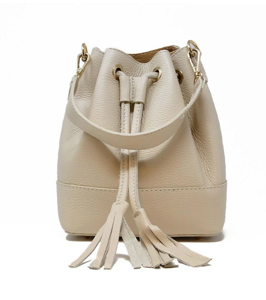 LEATHER BUCKET BAG - IVORY