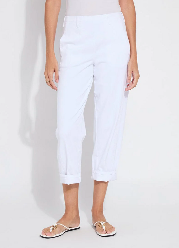 LYSSE' WINSLET CUFFED BARREL CROP DENIM - WHITE