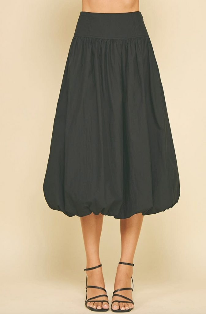 BUBBLE HEM SKIRT - BLACK