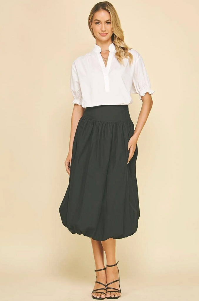 BUBBLE HEM SKIRT - BLACK