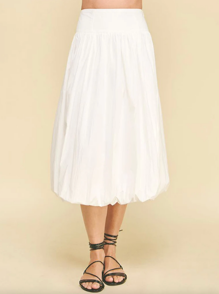 BUBBLE HEM SKIRT - WHITE