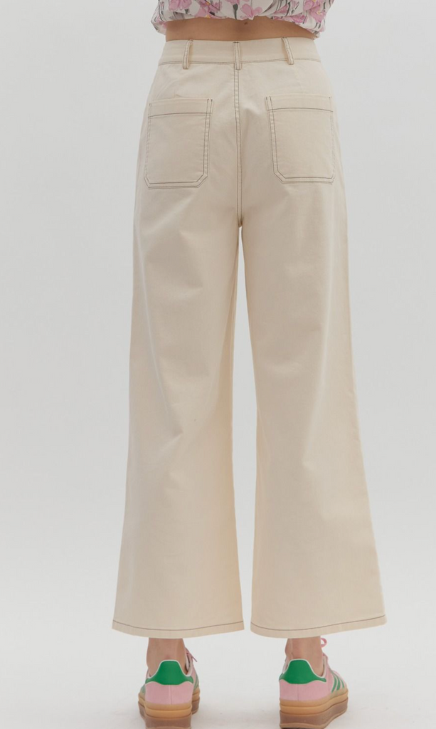 HIGH WAIST WIDE LEG PANT - ECRU