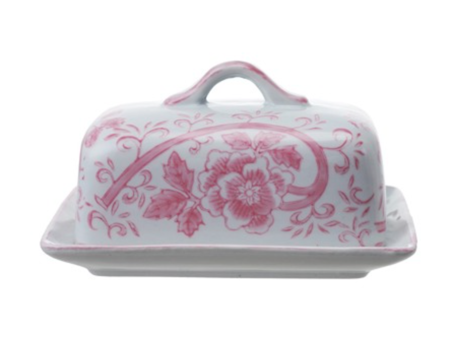 STONEWARE BUTTER DISH