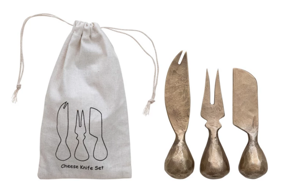 HAND-FORGED IRON CHEESE KNIVES WITH HAMMERED HANDLES - 3 STYLES
