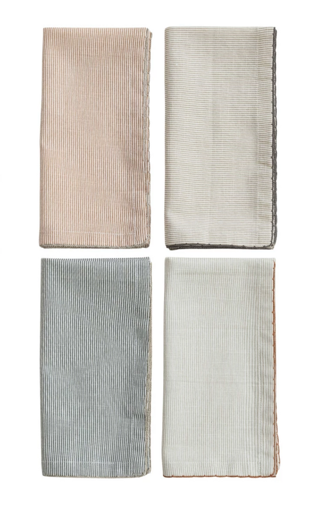COTTON PRINTED NAPKINS WITH STITCHED EDGE - SET OF 4