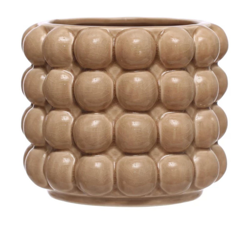 STONEWARE PLANTER WITH RAISED DOTS - IN STORE PICK UP ONLY!