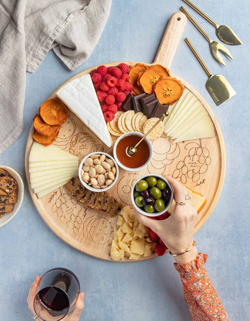 MEG QUINN CHEESE MAP BOARD - ROUND WITH HANDLE 22X17 - IN STORE PICK UP ONLY