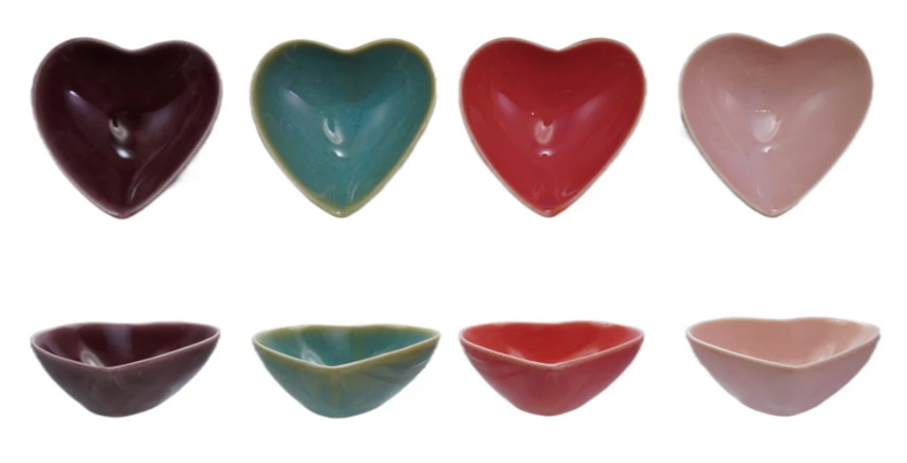 STONEWARE HEART DISH - 4 COLORS