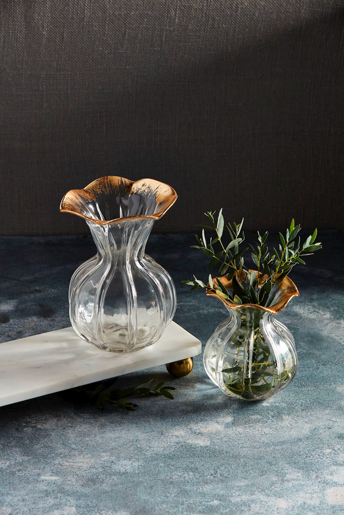 GOLD EDGE RUFFLE VASE - 2 SIZES