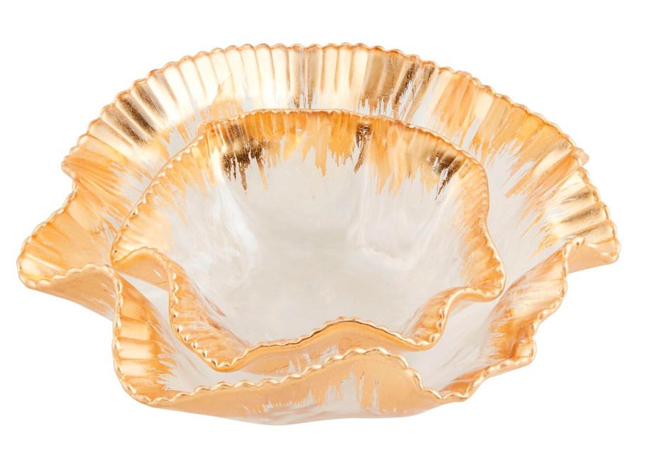 GOLD EDGE RUFFLE BOWL - 2 SIZES - IN STORE PICK UP ONLY