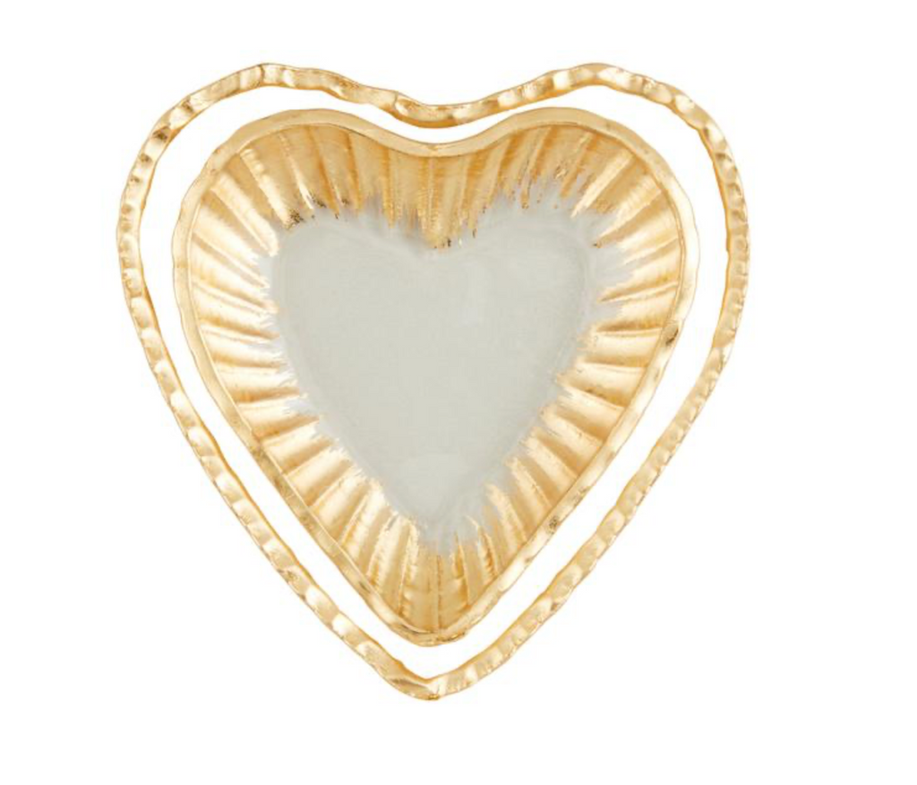 GLASS HEART TIDBIT TRAYS - 2 SIZES