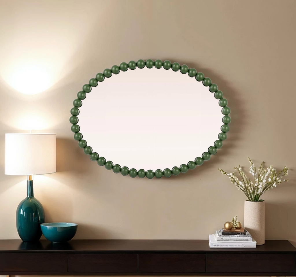 METAL BALL FRAMED WALL MIRROR  - IN STORE PICK UP ONLY!