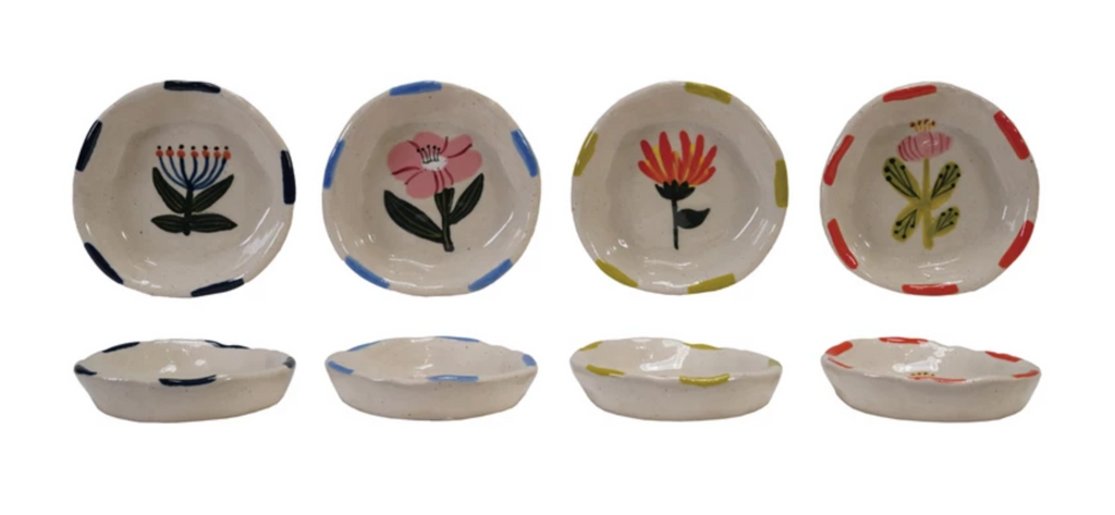 HAND-PAINTED STONEWARE DISH - 4 STYLES