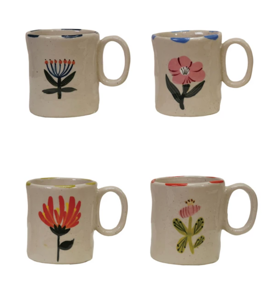 HAND-PAINTED STONEWARE CHILD SIZE MUG - 4 STYLES