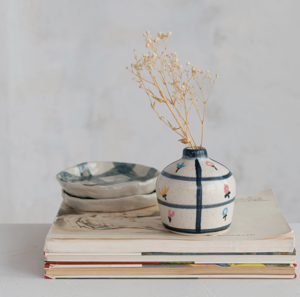 HAND-PAINTED TERRA COTTA VASE