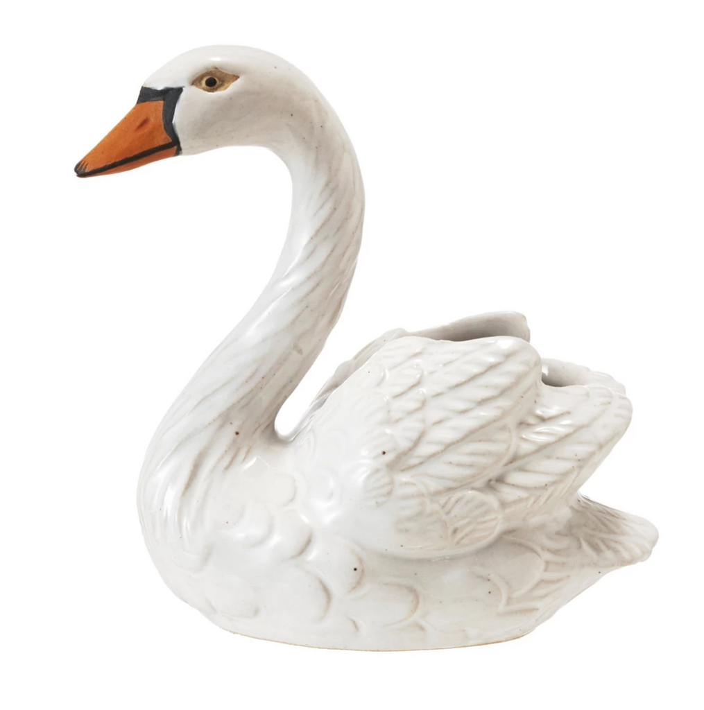 STONEWARE SWAN TOOTHPICK HOLDER
