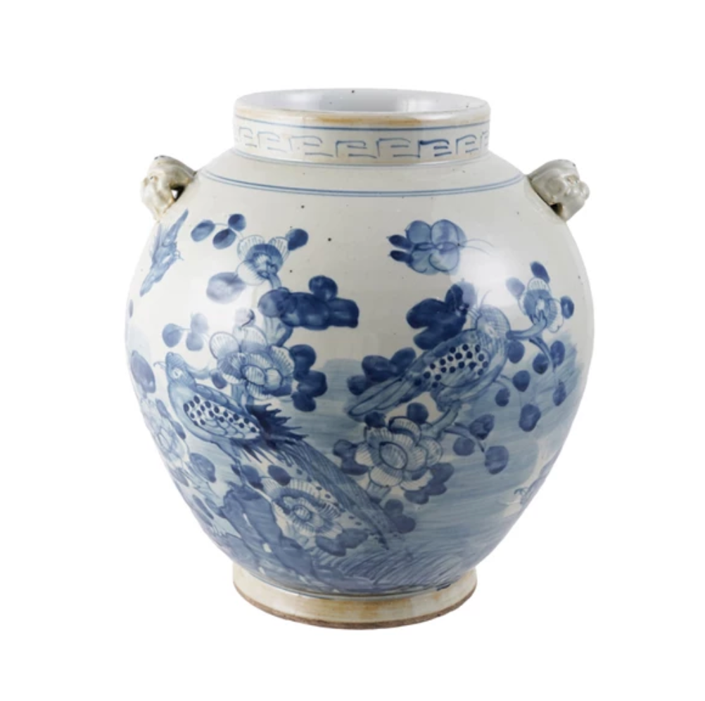 HAND-PAINTED STONEWARE VINTAGE REPRODUCTION CACHEPOT - IN STORE PICK UP ONLY!