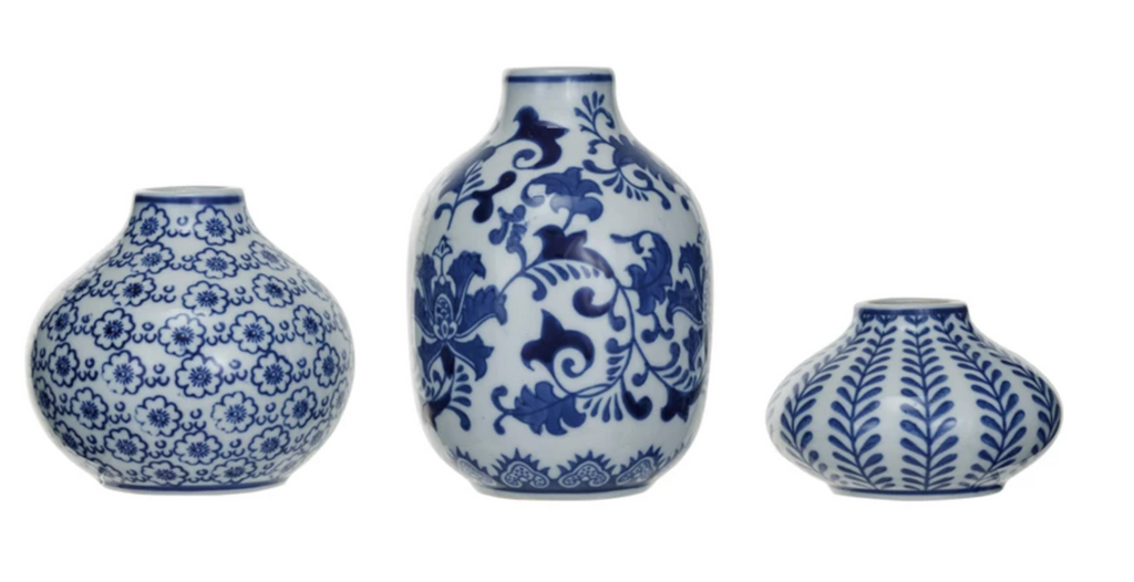 HAND-STAMPED STONEWARE VASE - 3 STYLES
