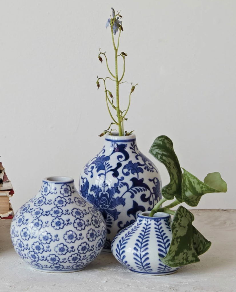 HAND-STAMPED STONEWARE VASE - 3 STYLES