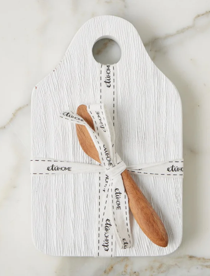 DUTCH CHEESE BOARD WITH SPREADER - WHITE