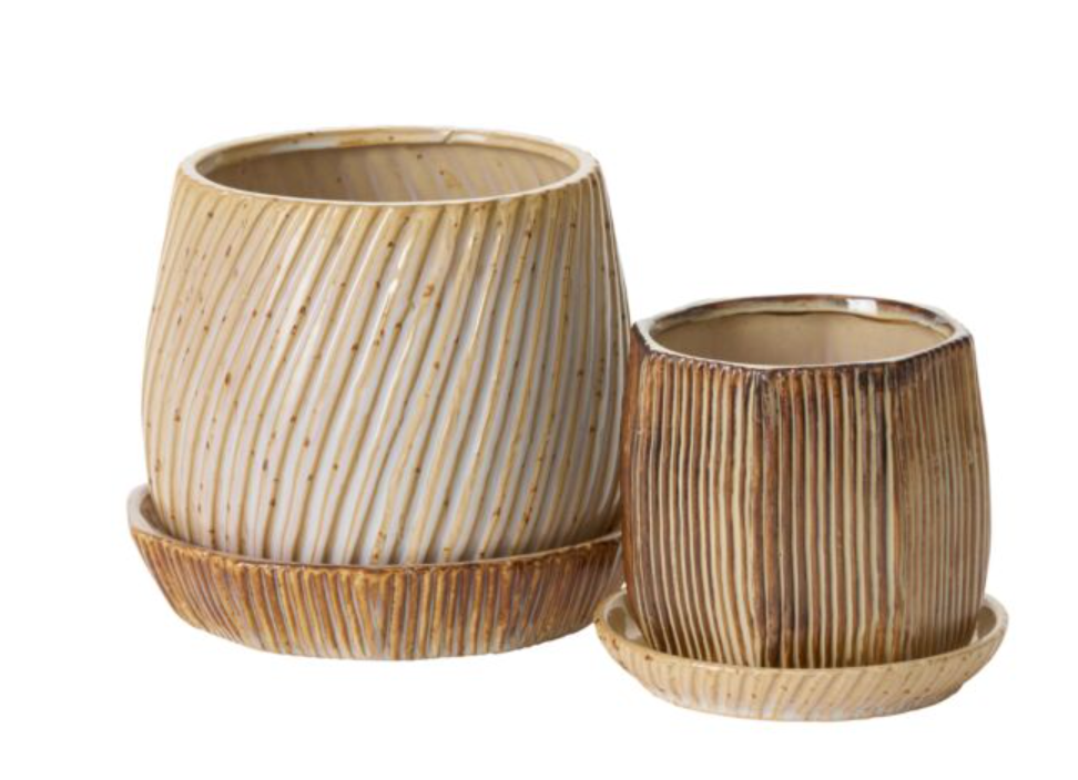 CARVED POT WITH SAUCER - IN STORE PICK UP ONLY!