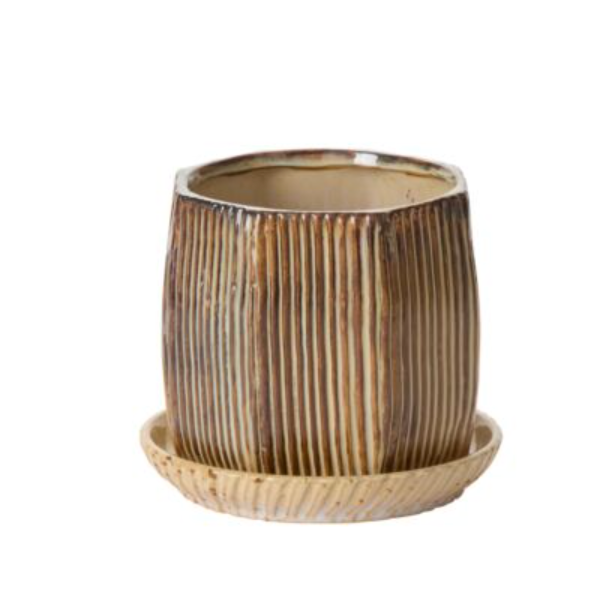 CARVED POT WITH SAUCER - IN STORE PICK UP ONLY!