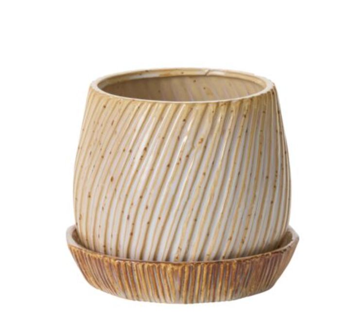 CARVED POT WITH SAUCER - IN STORE PICK UP ONLY!