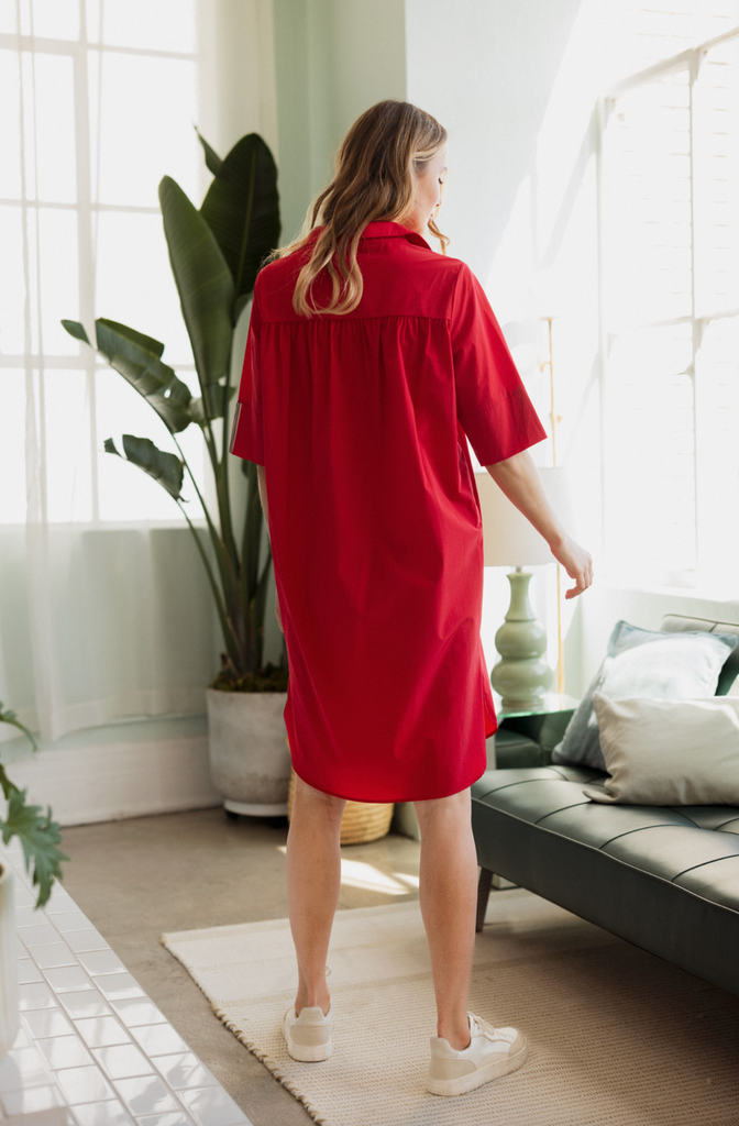 WENDI WOVEN TUNIC DRESS - RED