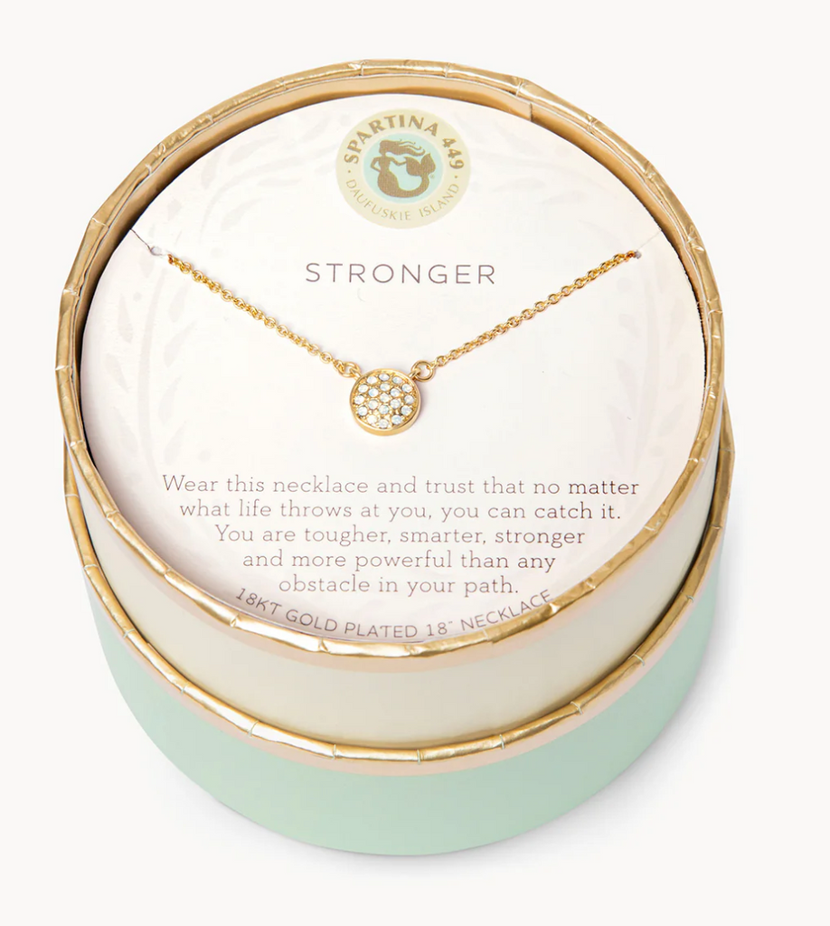 STRONGER/PAVE DISK NECKLACE 18" GOLD