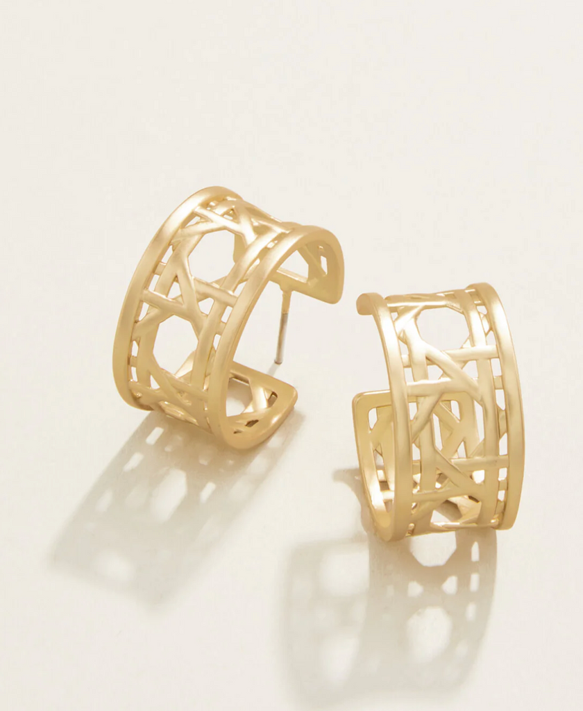 CANE MIDI HOOP EARRINGS GOLD