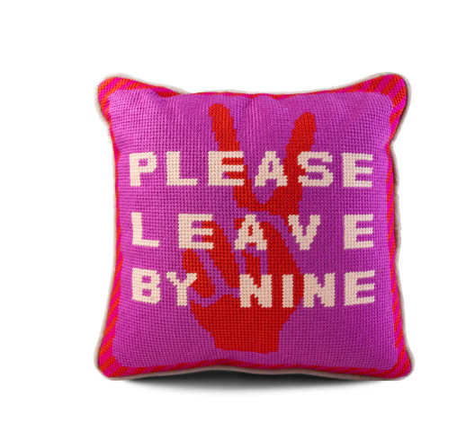 LEAVE BY 9 NEEDLEPOINT PILLOW