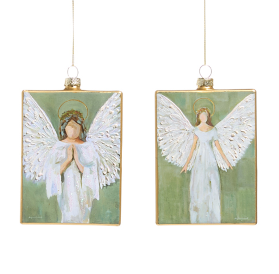 5" PEACEFUL ANGEL GLASS ORNAMENT - 2 STYLES