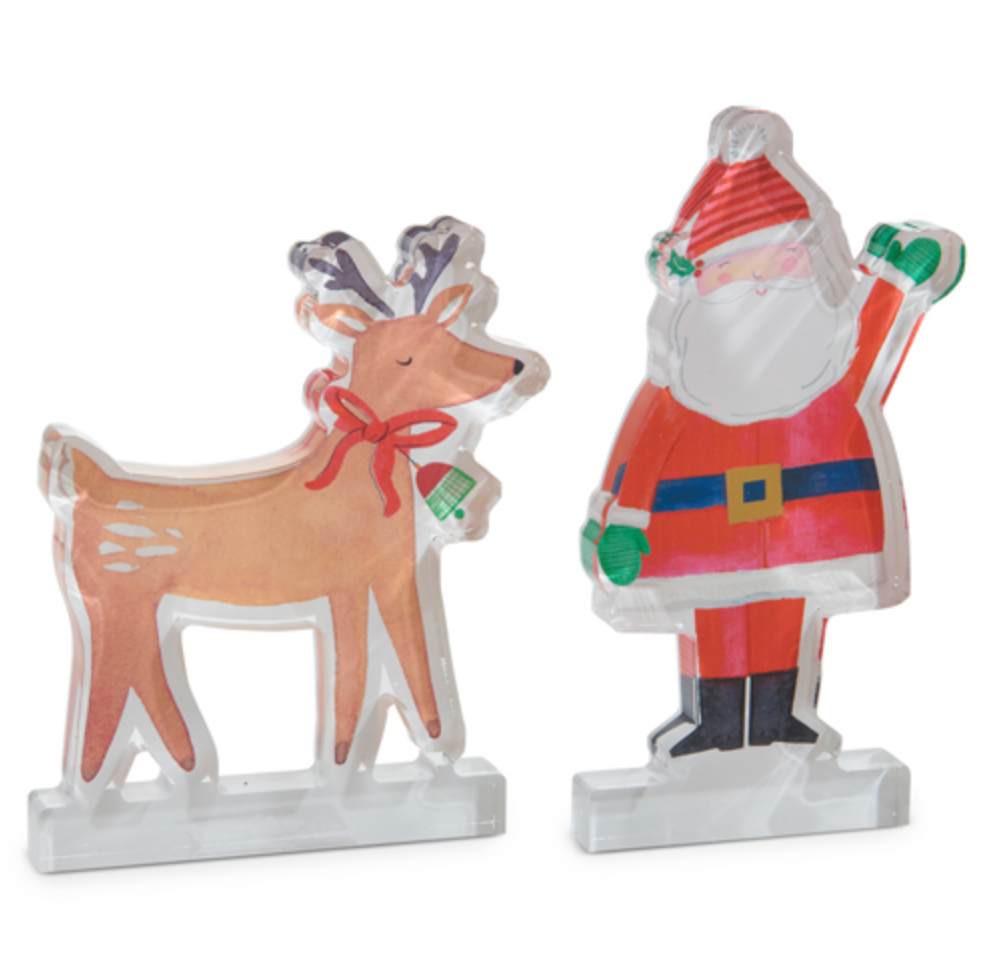 8.75" ACRYLIC CUTOUT BLOCK FIGURINE - REINDEER OR SANTA