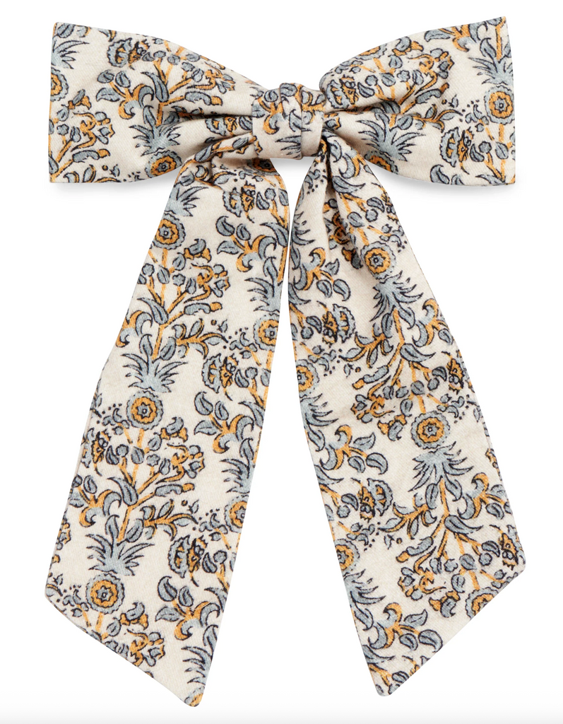 VINTAGE FLORAL BOW CLIP - IVORY