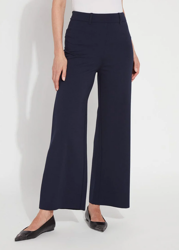 LYSSE' ERIN HI WAIST WIDE LEG PONTE KNIT PANT - NAVY