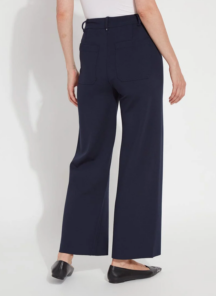 LYSSE' ERIN HI WAIST WIDE LEG PONTE KNIT PANT - NAVY