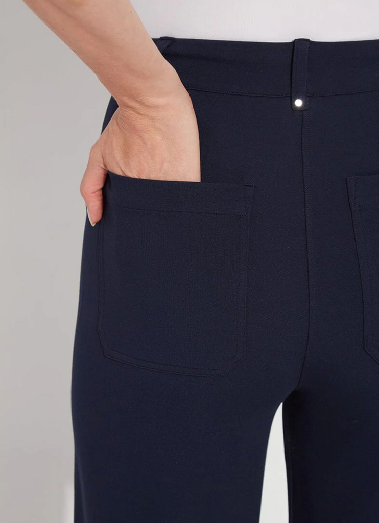 LYSSE' ERIN HI WAIST WIDE LEG PONTE KNIT PANT - NAVY