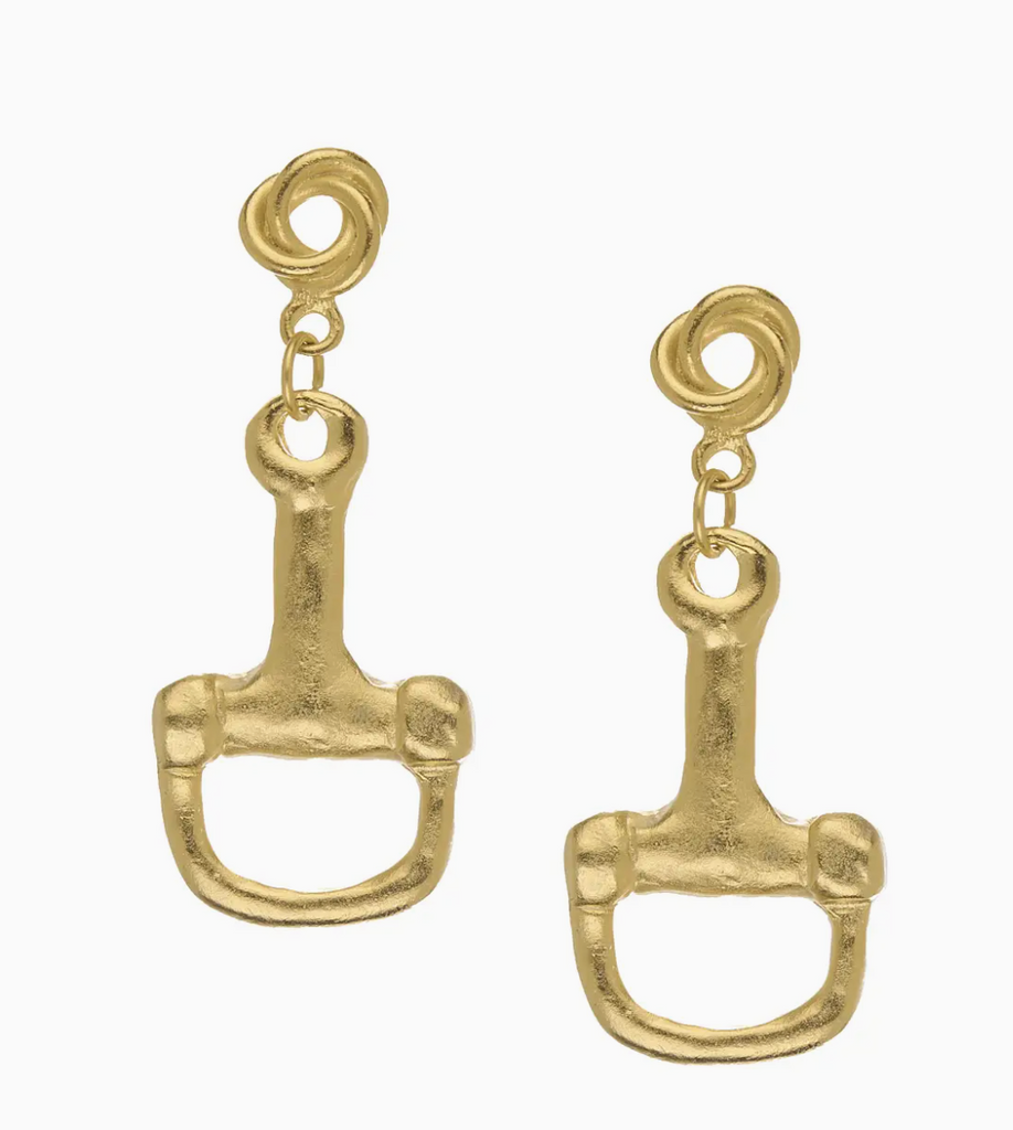 GOLD HORSE BIT KNOT POST EARRINGS