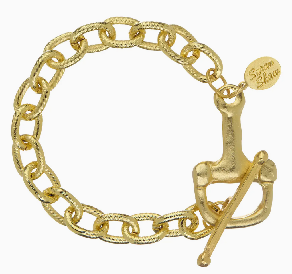 GOLD HORSE BIT TOGGLE CHARM BRACELET