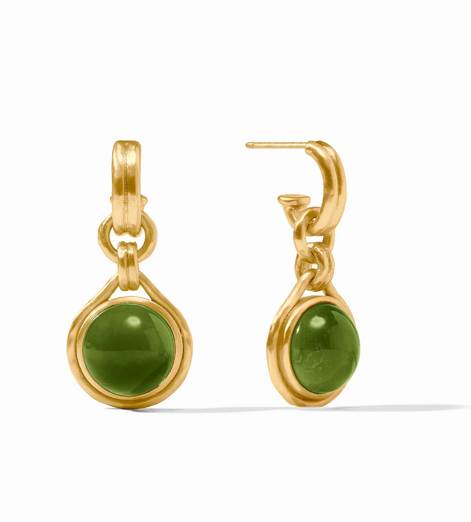 JULIE VOS SOLARA HOOP & CHARM EARRING - PALMETTO GREEN