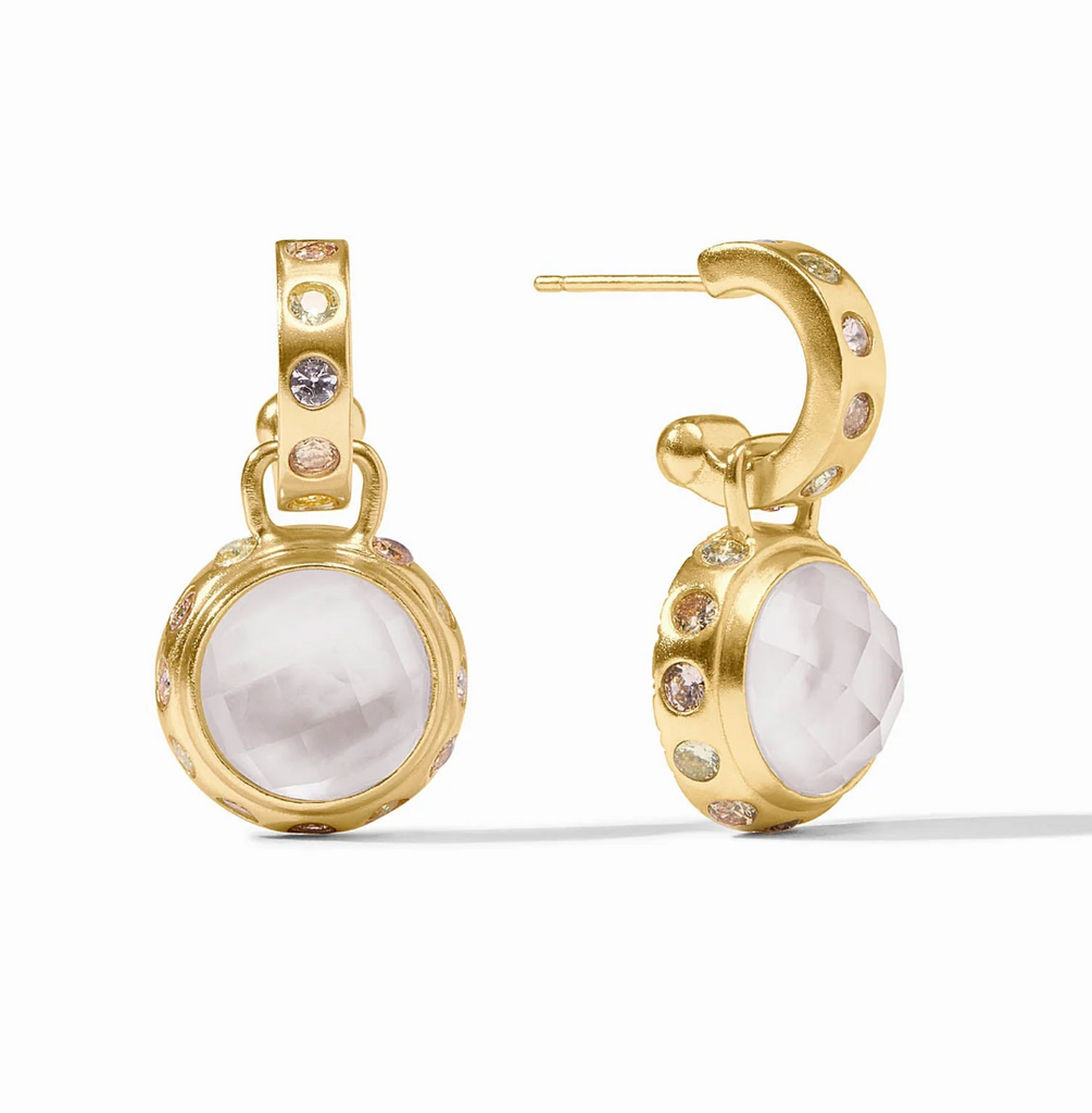 JULIE VOS RAINBOW HOOP & CHARM EARRING - CLEAR CRYSTAL