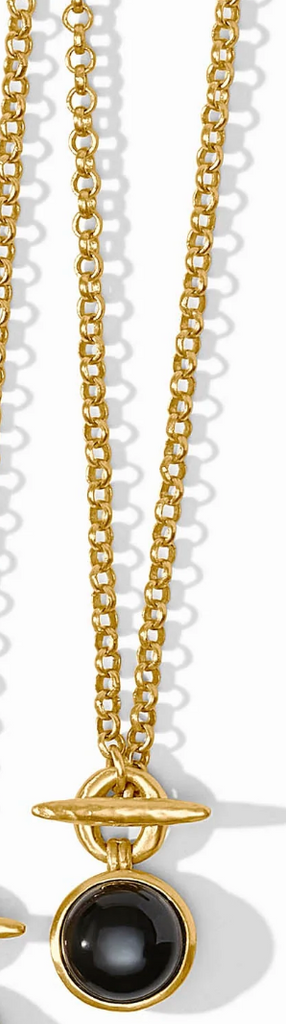 JULIE VOS SOLARA SOLITAIRE NECKLACE - OBSIDIAN BLACK