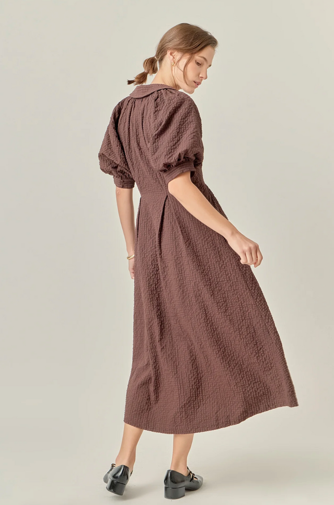 MIDI SHIRT DRESS - BROWN