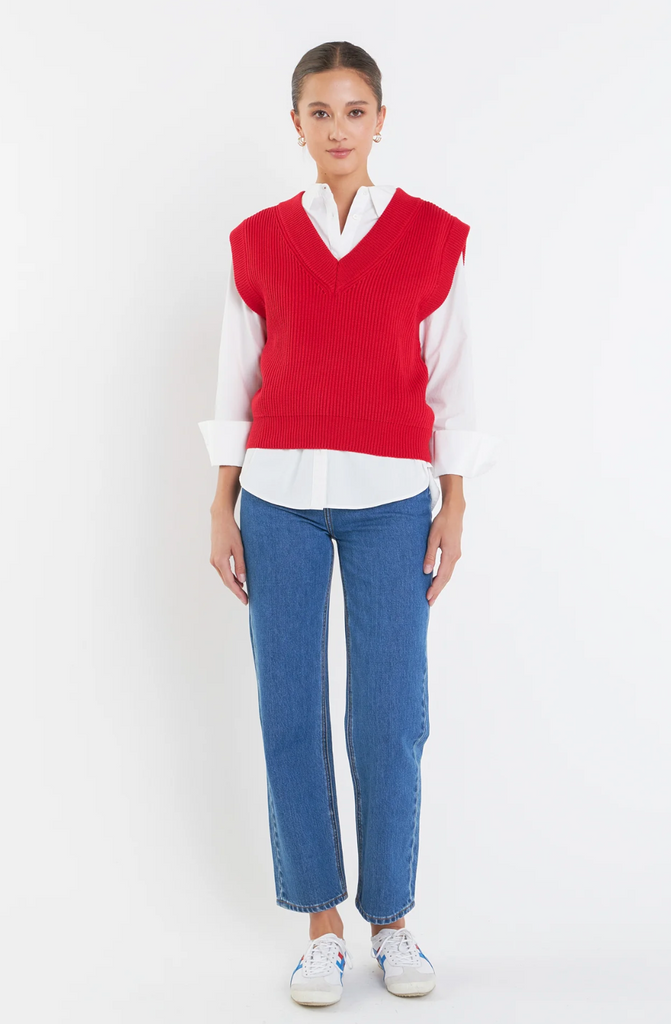 OVERSIZED SWEATER VEST - RED